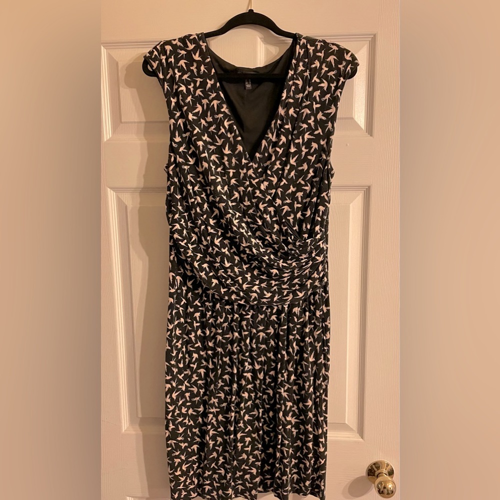 Adrianna Papell, black and white bird dress. Size 16.